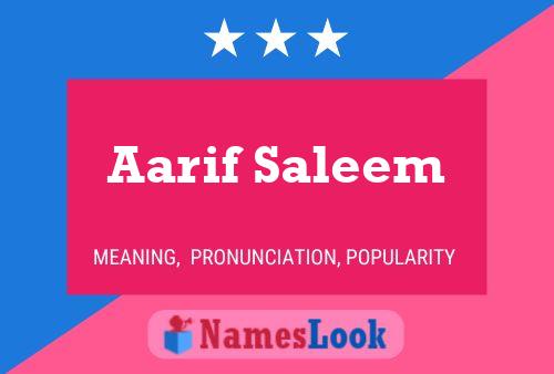 Póster del nombre Aarif Saleem