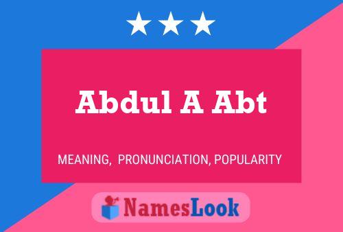 Póster del nombre Abdul A Abt