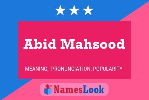 Póster del nombre Abid Mahsood