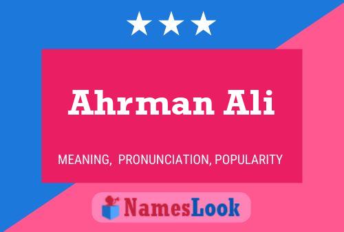 Póster del nombre Ahrman Ali