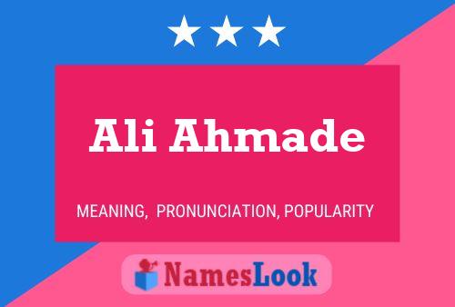 Póster del nombre Ali Ahmade