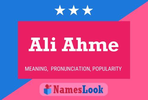 Póster del nombre Ali Ahme