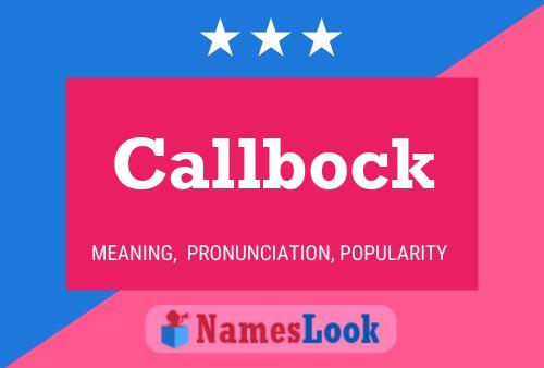 Póster del nombre Callbock