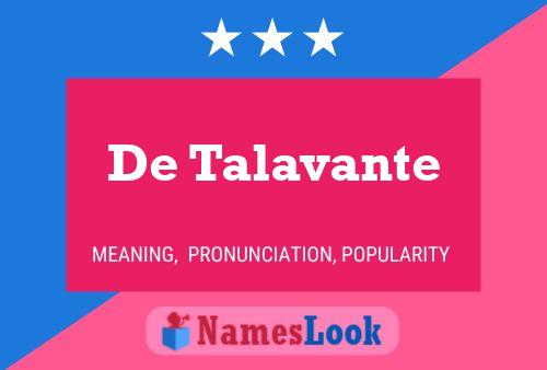 Póster del nombre De Talavante