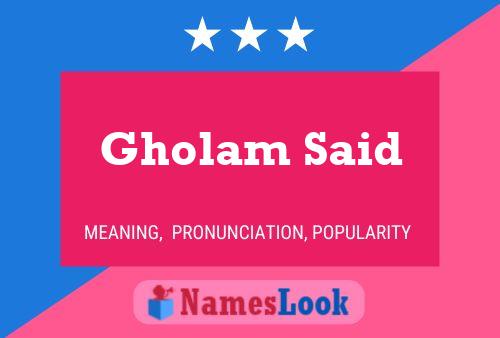 Póster del nombre Gholam Said