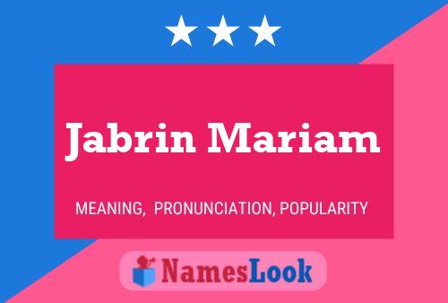 Póster del nombre Jabrin Mariam