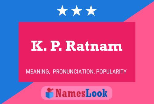 Póster del nombre K. P. Ratnam