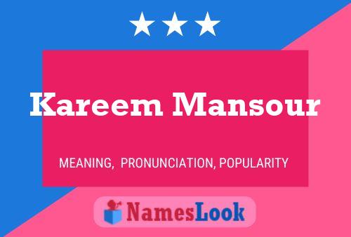 Póster del nombre Kareem Mansour