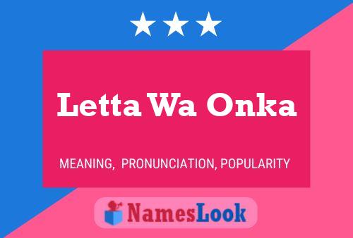 Póster del nombre Letta Wa Onka