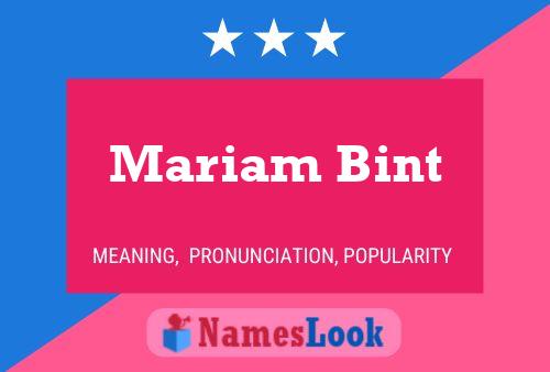 Póster del nombre Mariam Bint