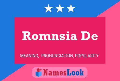 Póster del nombre Romnsia De