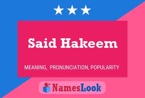 Póster del nombre Said Hakeem