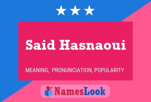 Póster del nombre Said Hasnaoui