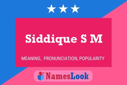 Póster del nombre Siddique S M