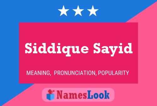 Póster del nombre Siddique Sayid