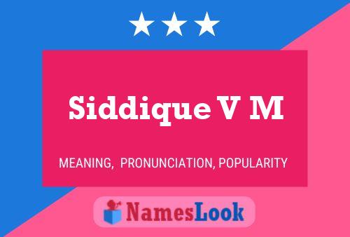 Póster del nombre Siddique V M