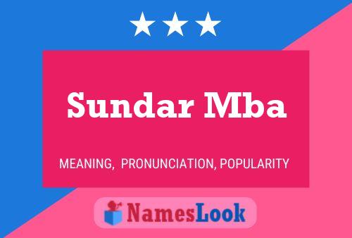 Póster del nombre Sundar Mba