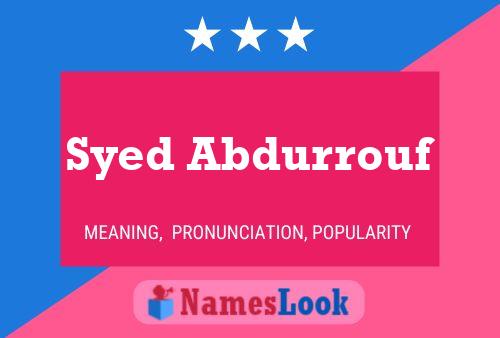 Póster del nombre Syed Abdurrouf